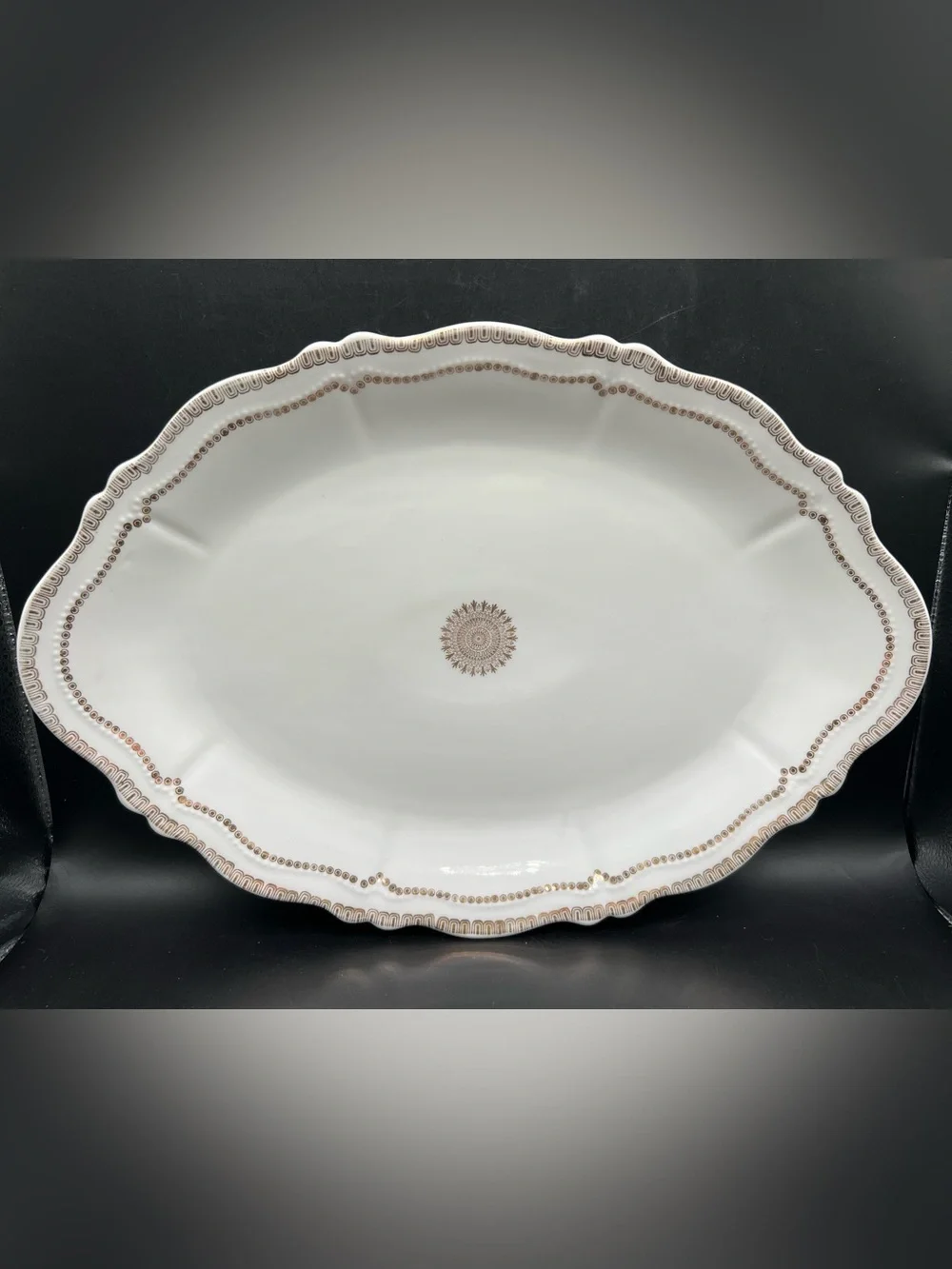 VTG O &E.G Royal Austria Porcelain White & Gold 13” Oval Serving Platter Ornate